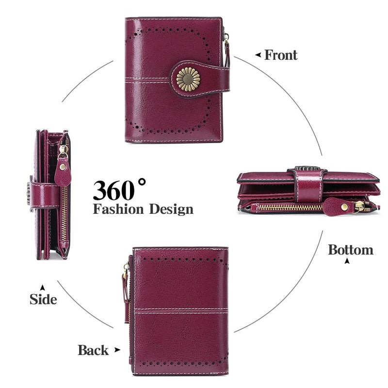 SENDEFN Small Womens Wallet Leather Bifold Card Holder RFID Blocking with Zipper Coin Pocket - Image 4